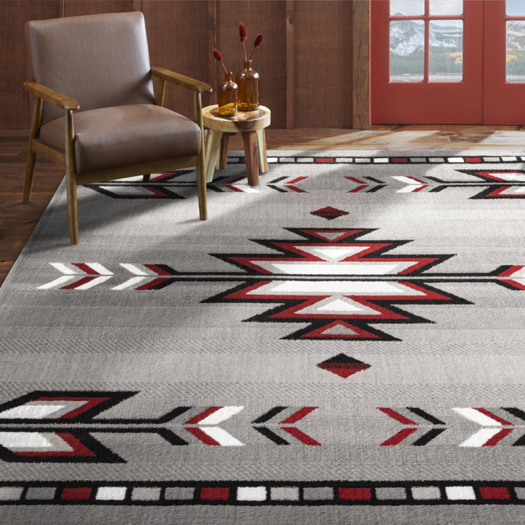 Foundry Select Premium Sagrada Southwestern Geometric Area Rug Gray/Red
